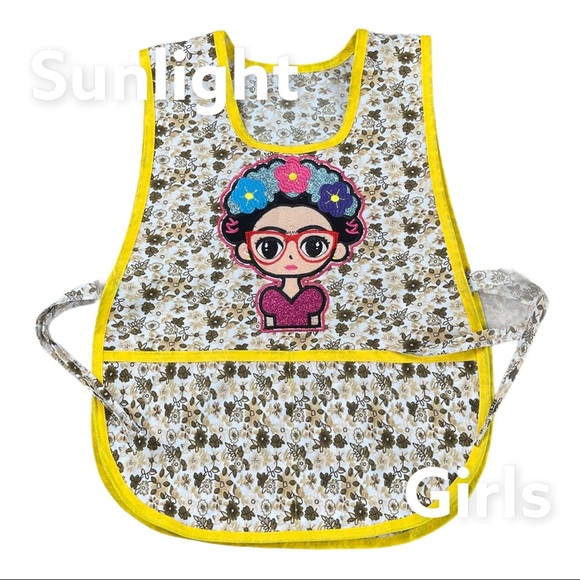 New Girls Mexican Artisan Apron Little Frida Embroidered. W/front pockets. - Picture 1 of 8